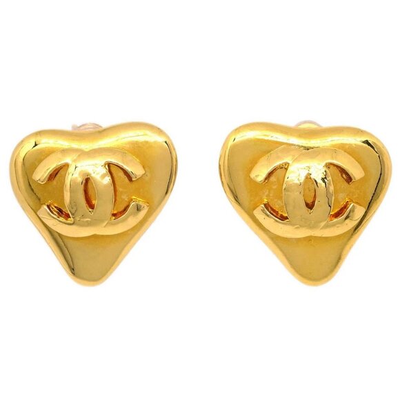 Chanel Gold Heart Earrings Clip-On 93P 194961 - Picture 1 of 4